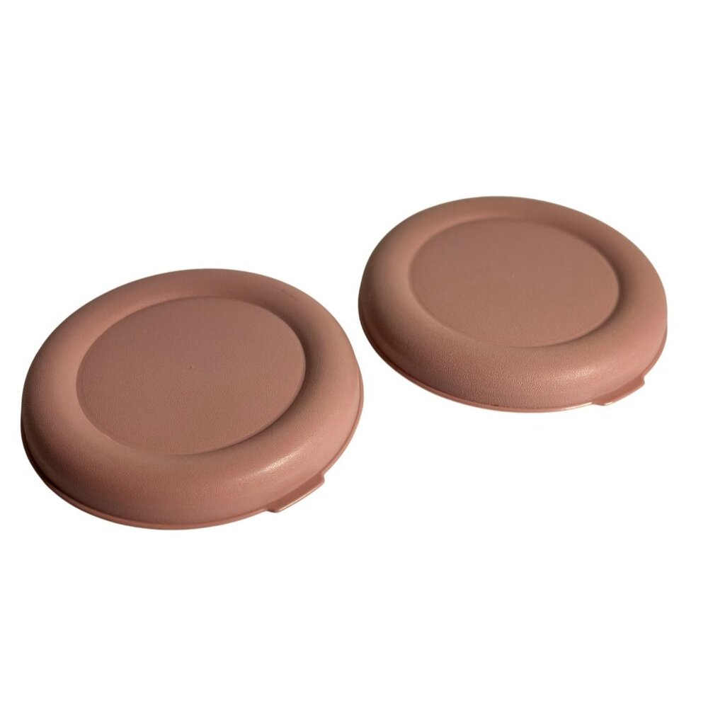 VTG Tupperware Replacement Plastic Lids Set 2 Round Dusty Rose Covers USA Made